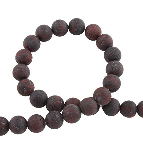 Jasper Edelstein Perlen 8mm und 6mm Matt Schmuckstein Kugel Halbedelstein Edelsteine Frosted Gemstone Beads Auswahl (Brecciated Poppy Jaspis, 8mm) von Perlin