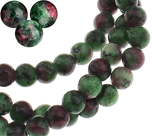 Edelstein Perlen Rubin in Zoisit, Ruby in Zoisite, 10/8/6/4 mm Kugel, Halbedelstein, Edelsteine Perle mit Loch zum auffädeln, Schmuckperlen, Schmuckstein (10mm 12 Stück) von Perlin