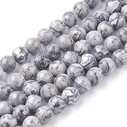 Edelstein Picasso Jaspis Perlen Schwarz Weiss 6mm Kugel Natursteine Jasper Beads 18 Stück von Perlin