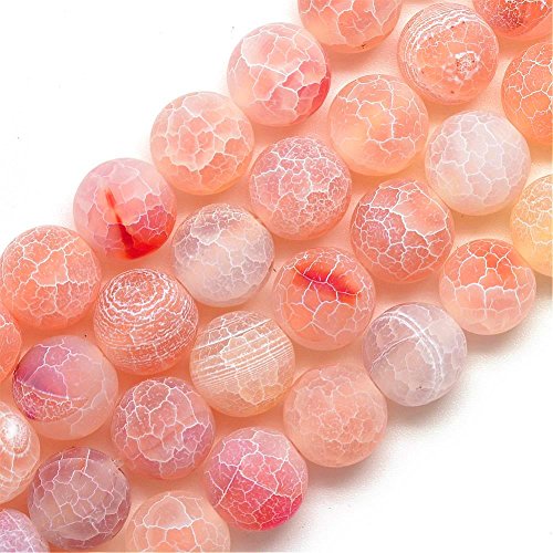 Edelsteine Achat Perlen 6mm Matt Orange Rund Naturstein Effloresce Achatperle Halbedelstein Edelstein Achat Stein Schmuck Kette Armband Agate Beads R305 von Perlin