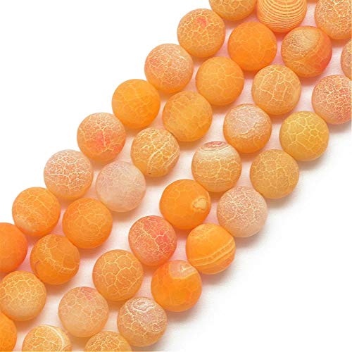 Edelsteine Achat Perlen 8mm Matt Gelb Orange Rund Naturstein Effloresce Achatperle Halbedelstein Edelstein Achat Stein Schmuck Kette Armband Agate Beads R316 von Perlin