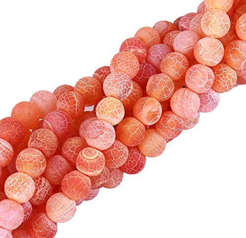 Edelsteine Achat Perlen 8mm Matt Orange Rot Rund Naturstein Effloresce Achatperle Halbedelstein Edelstein Achat Stein Schmuck Kette Armband Agate Beads R310 von Perlin