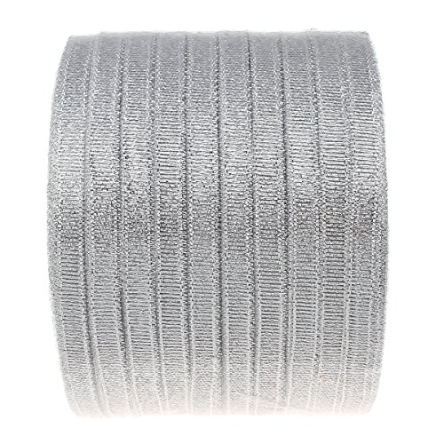 Funkeln Band diy Material für Organza-Schleife Gitzer Schmuckband doppelseitig Silbern Silberfarbig, Größe: ca. 6 mm breit, 25 Yards/Rolle,Preis pro 1 Rolle C255 von Perlin