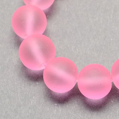 Gefrostete Glasperlen Rosa KUGELN 10mm Matt Strange Vereist Perle Schmuckperlen R63 von Perlin