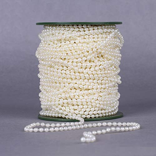 Girlande mit Wachsperlen 4mm Band Perlenband Krem Tischband Dekoband Hochzeit Tischdeko Perlenkette Zuchtperle Imitat Perlmutt Wedding Kinder Party Perlengirlande Dekoperle C331 von Perlin