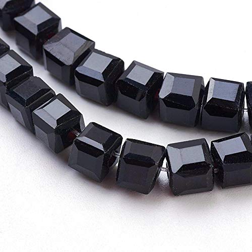 Glasperlen Kristall Perlen 15Stk Mix 8mm Würfel Böhmisch Tschechische Glasschliffperlen Perle mit Loch zum auffädeln (Schwarz) von Perlin