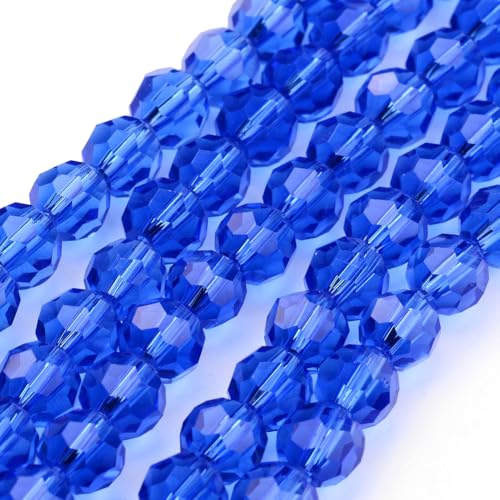 Glasperlen Tschechische Böhmische Rund Kristall Perlen 4mm CZ 90 Stück Facettierte Glasschliffperlen zum Auffädeln (Blau) von Perlin