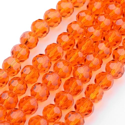 Glasperlen Tschechische Böhmische Rund Kristall Perlen 4mm CZ 90 Stück Facettierte Glasschliffperlen zum Auffädeln (Orange) von Perlin