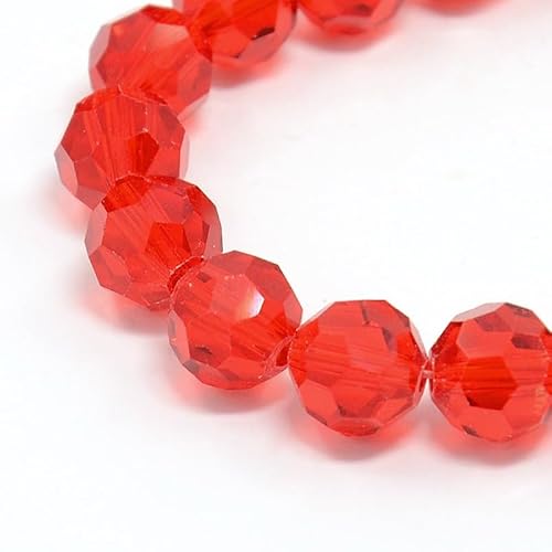 Glasperlen Tschechische Böhmische Rund Kristall Perlen 4mm CZ 90 Stück Facettierte Glasschliffperlen zum Auffädeln (Rot) von Perlin