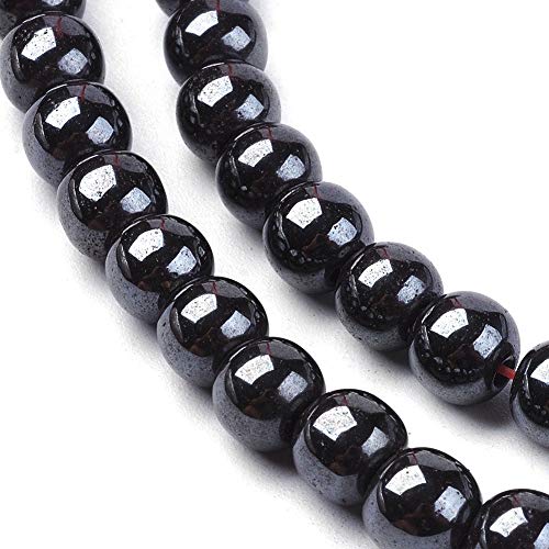 Hämatitperlen Schwarze Perlen 4/6/8 mm für Armbänder Runde Nein Magnet Hämatit Edelsteine 38cm 1 Strang (4mm - 100 Stück) von Perlin