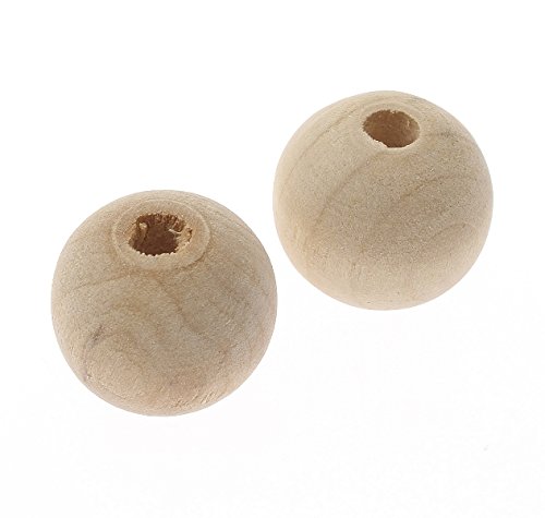 Holzperlen Natur Wählbare Größe von 8mm 10mm 12mm 14mm 16mm 18mm 20mm Rund Unbehandeltem Kugel Holz Perlen zum fädeln Holzkugeln Natural Wooded Beads (10mm, 100 Stück) von Perlin