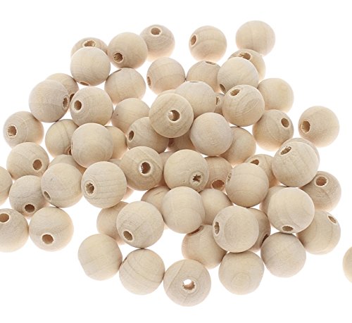 Holzperlen Natur Wählbare Größe von 8mm 10mm 12mm 14mm 16mm 18mm 20mm Rund Unbehandeltem Kugel Holz Perlen zum fädeln Holzkugeln Natural Wooden Beads (16mm, 50 Stück) von Perlin