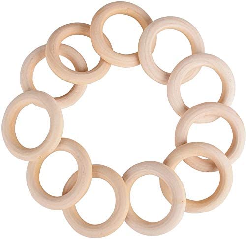 Holzring Ø 50mm 5cm Holzringe Schmuck, 5stk Unvollendete glatten Holz Hoop, Gardinenringe für Gardinen, Vorhangringe, Ringe aus Holz von Perlin