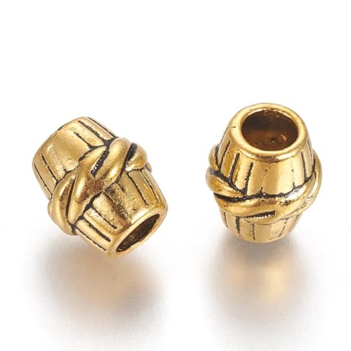 Metallperlen Zwischenperlen Spacer Perlen mit 5mm Großlochperlen Gold Schmuckzubehör Charms für Armbänder Anhänger Bastelperlen zum Auffädeln (Oval 30stk 11 x 10 mm) von Perlin