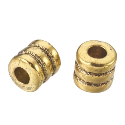 Metallperlen Zwischenperlen Spacer Perlen mit Loch Farbe Gold Schmuckzubehör Charms für Armbänder Anhänger Bastelperlen zum Auffädeln (Tube,Röhre 100stk 4 x 4 mm) von Perlin