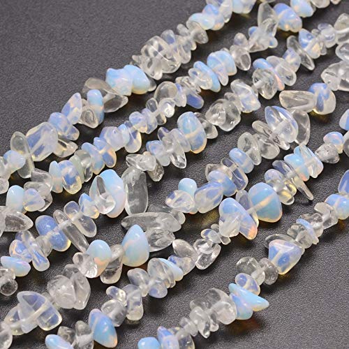 Mondsteine Perlen Opal Edelstein Strang 8mm Chip Syntetischer Edelsteine Halbedelstein Schmuckperlen Schmuckstein, Beads Gemstone Weiß von Perlin