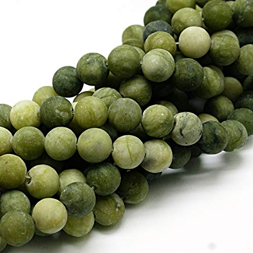 Natürliche Edelstein Perlen Taiwan Jade Mattiert Gefrostet Rund 4mm 6mm 8mm 10mm Grün Set Lose Schmuckstein Schmuckperlen Schmuckdesign Bastelzubehör Perlenkette (10mm, 12 Stück) von Perlin