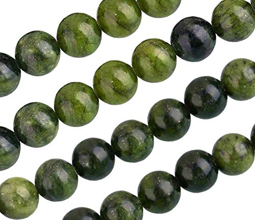 Natürliche Edelstein Perlen Taiwan Jade Mattiert Gefrostet und Poliert Rund 4mm 6mm 8mm 10mm Grün Set Lose Schmuckstein Schmuckperlen Schmuckdesign Bastelzubehör Perlenkette (4mm, 25 Stück Poliert) von Perlin