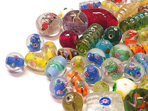 POSTEN PERLEN GLAS GLASPERLEN BEADS 250g FANCY SILBERFOLIE MIX LAMPWORK NEU von Perlin