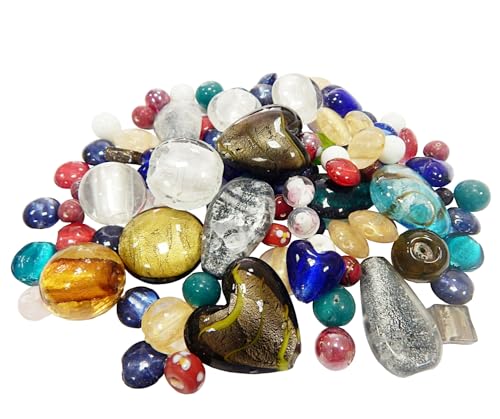 POSTEN PERLEN GLAS GLASPERLEN BEADS 500g FANCY SILBERFOLIE MIX LAMPWORK NEU R84 von Perlin