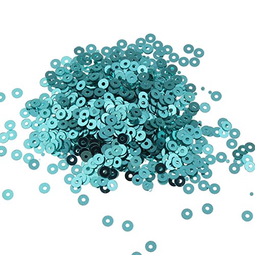 Pailletten Glatt Rund Perlen Ø 3mm 2400 Stk. und 4mm 1200 Stk. für Basteln Nähen Dekoration DIY Kleidung und Schmuck, Handwerk Metallic Sequin (3mm, Türkis Blau) von Perlin