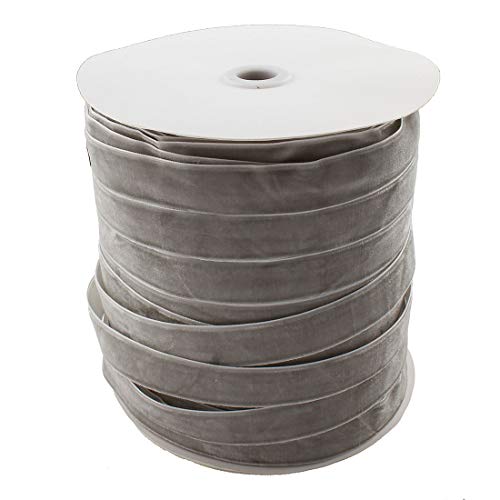 Perlin - 10 Meter Samtband 20mm Grau Samtborte Schmuckband Schleifenband Zierband Zierborte Borte Band Dekoband Bastelbedarf Geschenkband C160 x2 von Perlin