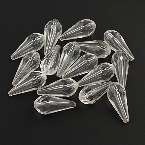 Perlin 150stk Kunststoffperlen Luxus Weiss Crystal Klar Acrylperlen 35mm Tropfen Plastik Perlen Facettiert Perle zum Auffädeln für Deko Basteln Schmuck D130 x3 von Perlin