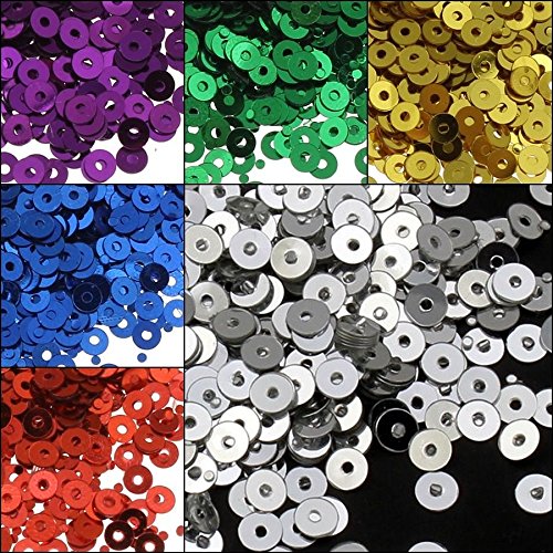 Perlin - 24000 Stk. Pailletten Ø 3mm 10 Farben Set Glatt Rund Perlen für DIY Kleidung und Schmuck, Handwerk Metallic Basteln Sequin Bombe von Perlin