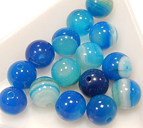 Perlin - 30stk. Lace Achat Edelstein Perlen Natur Blau 8mm Rund Edelsteine Halbedelstein Schmuckstein Schmuckperlen Bastelperlen G342 x2 von Perlin