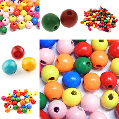 Perlin - 3325 stk Holzperlen Grosshandel Mix Rund Oval Bunt Kinder Perlenset Bastelset 6mm 8mm 10mm 12mm 14mm 16mm 18mm Perlenmischung von Perlin