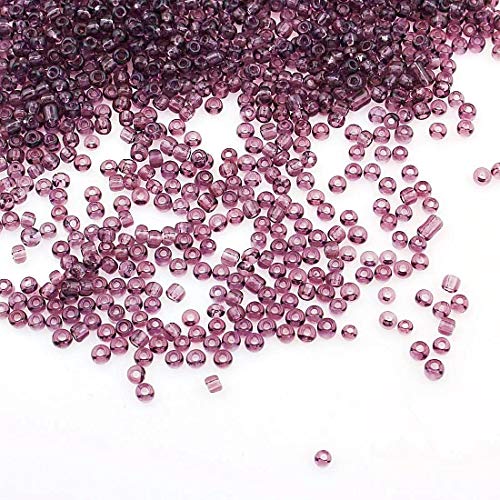 Perlin 450g Rocailles Perlen 2mm Amethyst Lila Transparent Glasperlen Kugel 30000stk 11/0 Mini-Perlen, Bastelperlen, Perlen Zum Auffädeln von Perlin