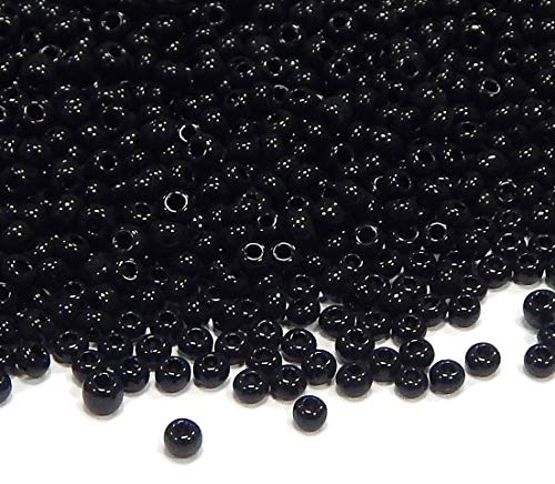 Perlin 450g Rocailles Perlen 2mm Schwarz Opak Glasperlen Kugel 30000stk 11/0 Textil-Perlen, Mini-Perlen, Bastelperlen, Hobby Perlen Zum Auffädeln von Perlin