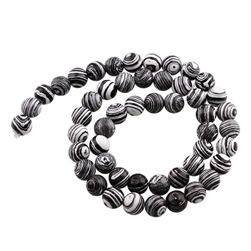 Perlin - 45stk. Howlit Schwarz Weiß Achat Edelstein Perlen 8mm Rund Edelsteine Halbedelstein Schmuckstein Schmuckperlen Bastelperlen G804 x3 von Perlin