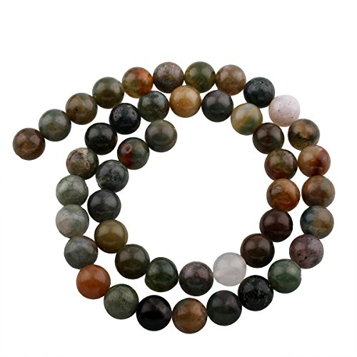 Perlin - 45stk. Natur Indische Achat Edelstein Perlen 8mm Mix Farben Rund Edelsteine Halbedelstein Schmuckstein Schmuckperlen Gemstone Beads G802 x3 von Perlin