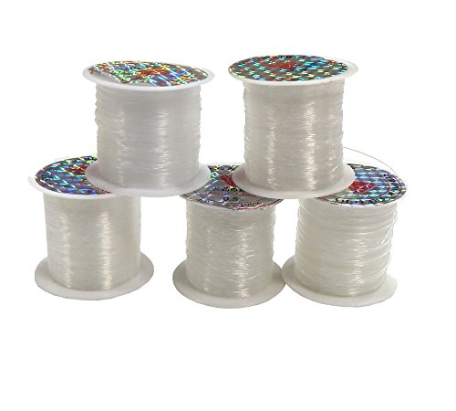 Perlin - 5 Rolle Silikon Band Set Nicht Elastisch Faden Schmuckfaden 0,2/0,4/0,5/0,6/0,8 mm Weiß Transparent Crystal Beading Thread von Perlin