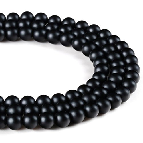 Perlin - 60 Onyx Matt Perlen 6mm Halbedelstein Edelstein Schwarz Kugel Gefrostet Schmuckstein Gemstone Beads G715 x 2 von Perlin