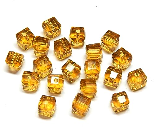 Perlin - 60Stk Glasperlen Tschechische Kristall Perlen Gold Topas Braun Farbe 6x6 mm Würfel Glasschliffperlen Schmuckperlen Kinder-perlen X223 x3 von Perlin