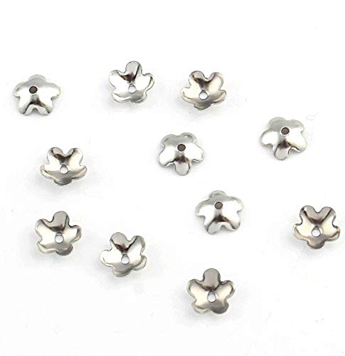 Perlin - 60stk Edelstahl Perlenkappen Perlkappen Blumen 6mm Zwischenteile Endkappen Endperle Kappe Metallperlen M229 x3 von Perlin