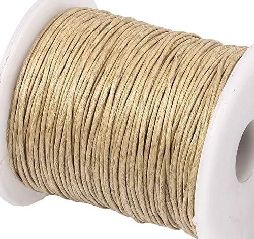 Perlin 75 m BAUMWOLLKORDEL GEWACHST SCHMUCK 1mm Beige Wachsband Faden BASTELN C161 von Perlin