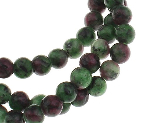 Perlin Edelstein Perlen 10mm Rubin in Zoisit Ruby in Zoisite Kugel Halbedelstein Edelsteine Perle mit Loch zum auffädeln Schmuckperlen Schmuckstein G251 x2 von Perlin