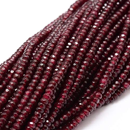 Perlin Edelstein Perlen Achat Stein 4mm Garnet Rot 30Stk Facettiert Rondelle Edelsteine Halbedelstein Schmuckperlen Schmuckstein G105 von Perlin