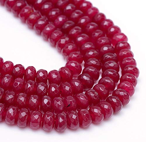 Perlin Edelstein Perlen Achat Stein 6mm Garnet Rot 20Stk Facettiert Rondelle Edelsteine Halbedelstein Schmuckperlen Schmuckstein G254 von Perlin