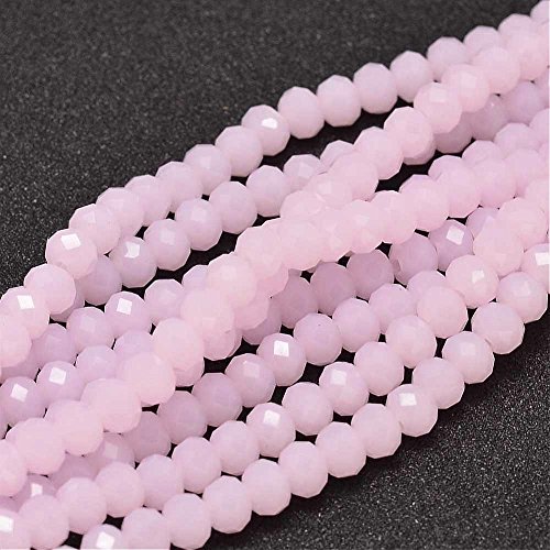 Perlin - Halbedelstein Jade-Stein Perlen 45Stk 8 x 6 mm Frosted Rosa Rondelle Facettiert Schmuckperlen Schmuckstein G305 x3 von Perlin