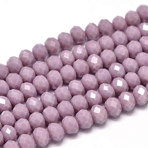 Perlin - Halbedelstein Jade-Stein Perlen 45Stk 8 x 6 mm Frosted Violett Rondelle Facettiert Schmuckperlen Schmuckstein G198 x3 von Perlin