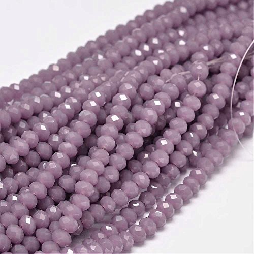 Perlin - Halbedelstein Jade-Stein Perlen 60Stk 6 x 4 mm Frosted Violett Rondelle Facettiert Schmuckperlen Schmuckstein G686 x3 von Perlin