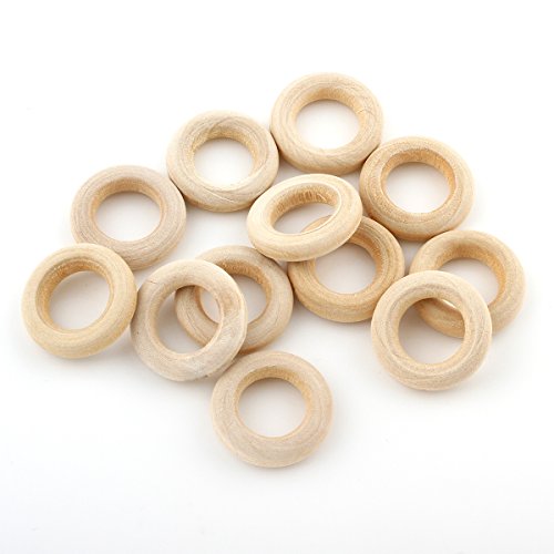 Perlin Holzring, Ø 25mm Holzringe Schmuck, 40stk Unvollendete glatten Holz Hoop Gardinenringe für Gardinen, Vorhangringe, Ringe aus Holz H162 von Perlin