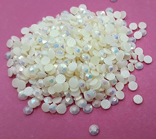 Perlin - Hotfix Steine 3mm Resin zum aufbügeln, 500stk, Epoxy Neon Creme Beige AB, SS10, AAA Qualität, Hotglue, Glitzersteine Perlen, Hotglue Halbperle 291 von Perlin