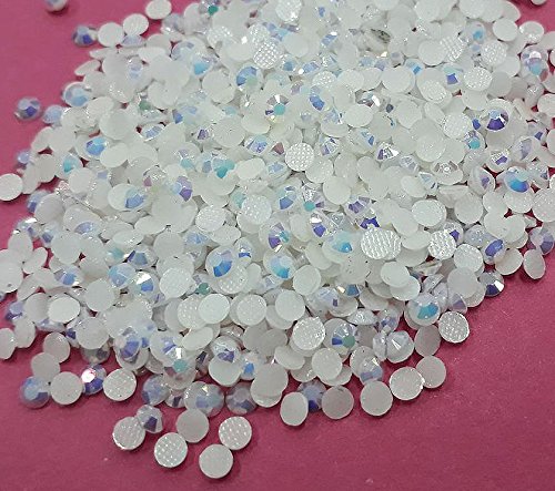 Perlin - Hotfix Steine 3mm Resin zum aufbügeln, 500stk, Epoxy Neon Weiß AB, SS10, AAA Qualität, Hotglue, Glitzersteine Perlen, Hotglue Halbperle 295 von Perlin