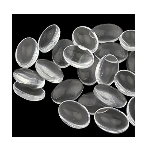 Perlin - Klar Glas Cabochon 40stk Oval 18x13 mm Transparent Dekoration Schmuckherstellung Glaskuppel Cabochons DIY-Schmuck R200 x2 von Perlin