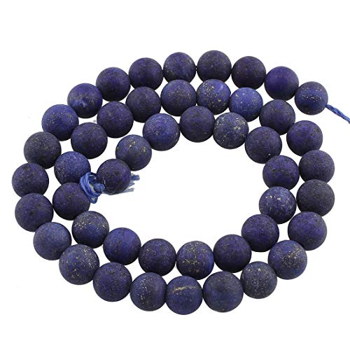 Perlin - Lapislazuli Edelstein Perlen Lapis Lazuli 6mm Matt Frosted Blau Rund Perlenkette Halbedelstein Schmuckstein Schmuckperlen von Perlin